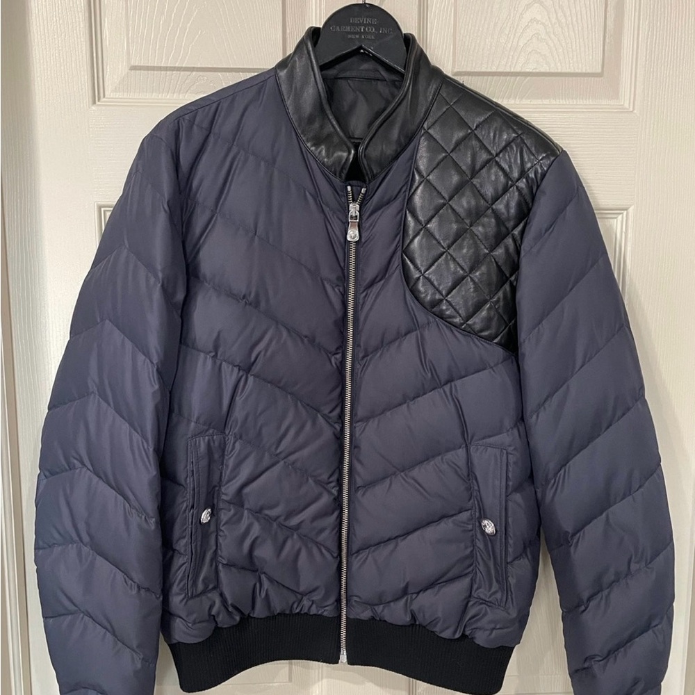 Versace Black and Blue Quilted Puffer Jacket